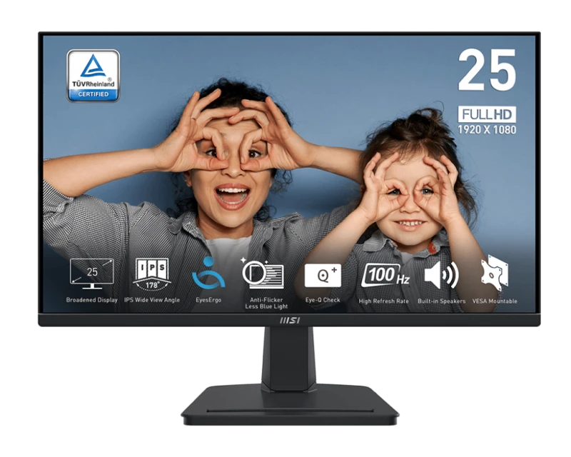 MSI PRO MP251 Business Productivity Monitors, 24.5-inch 100Hz, IPS Panel, MSI Eye-Q Check | 9S6-3PC2CM-014