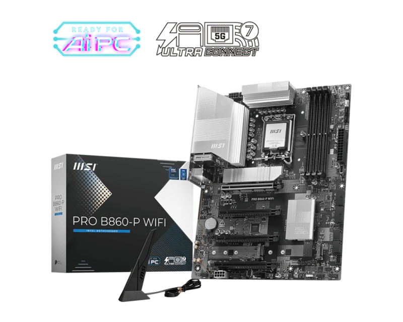 MSI M/B Pro B860-P WiFi LGA 1851 Motherboard ATX, чипсет Intel B860, 4X DDR5 Udimm Slots, до 256 ГБ MAX Memory, 4x PCIE X16 SLOTS, 3X M.2 SLOTS, WiFi и BT Connectionbility | 911-7E41-001
