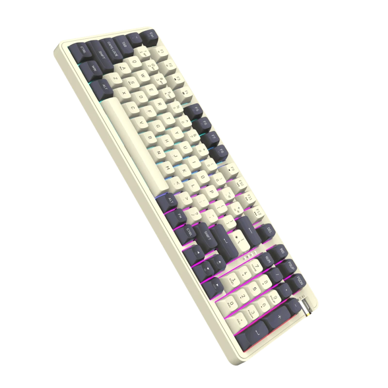 DarkFlash DF98 Mechanical Keyboard, 98 Keys, Kailh Ice Cream Switch, 1000mAh Frequency, Hot-Swappable, RGB Lighting, Gasket Structure, Tri-mode | DF98