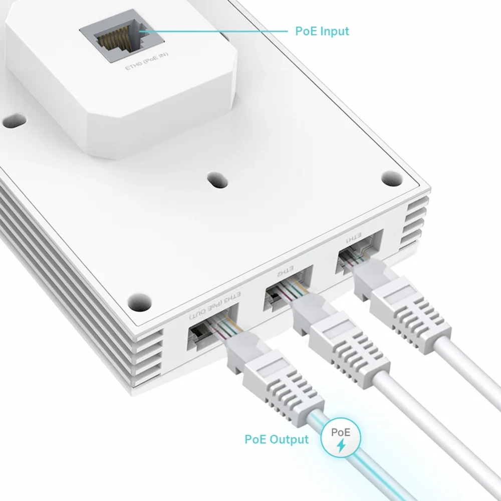 TP-Link EAP655 AX3000 Wall Plate WiFi 6 Access Point, Multiple Gigabit Ports, Secure Guest Network, PoE Support