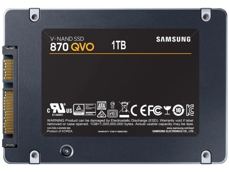 Samsung 870 QVO 1 TB SATA 2.5″ SSD, 560 MB, s Read, 530 MB,s Write, MZ‑77Q1T0BW, Black