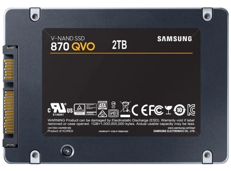 Samsung 870 QVO, 2 TB SATA 2.5″ SSD, 560 MB, s Read, 530 MB, s Write, MZ‑77Q2T0BW, Black
