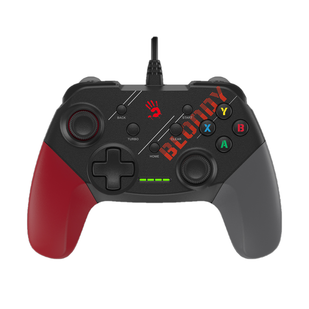 A4Tech Bloody GP30 USB Wired Gamepad, Dual Vibration, Turbo Mode, 12 Buttons, PC/PS3/Switch/Android Compatible – Black/Red