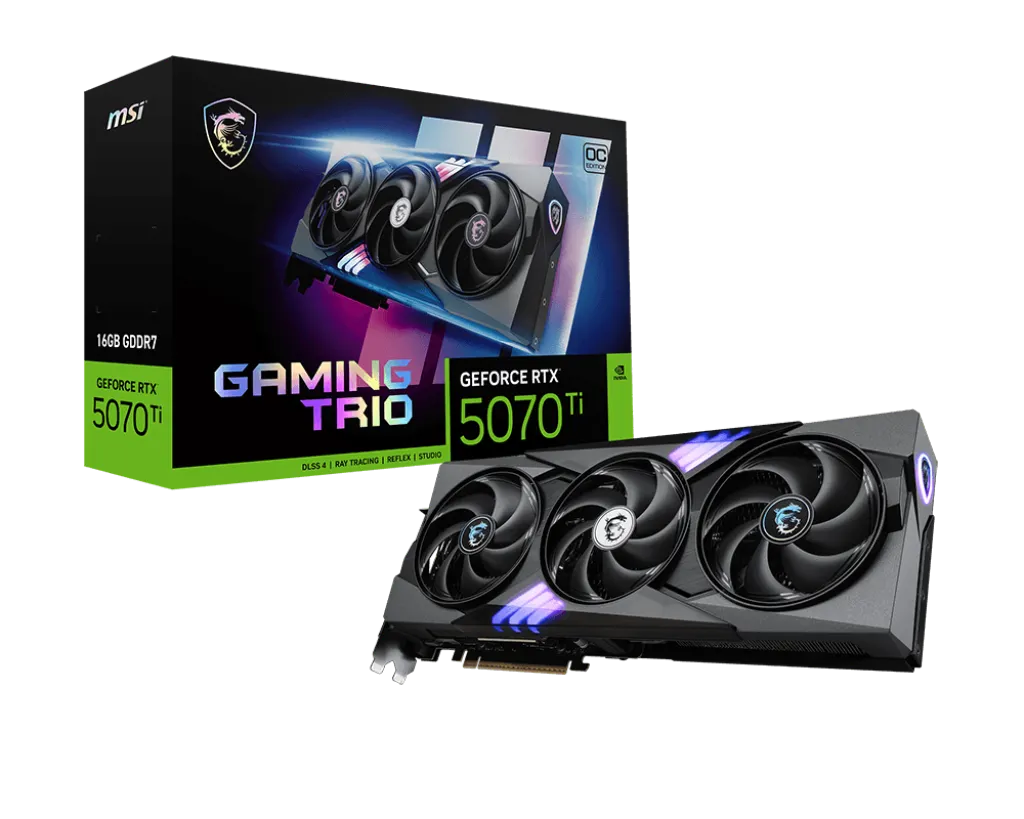 MSI RTX 5070 Ti GAMING TRIO OC PLUS 16GB GDDR7, Blackwell Architecture, 28Gbps, 2580MHz Boost, 256-bit | 912-V531-272