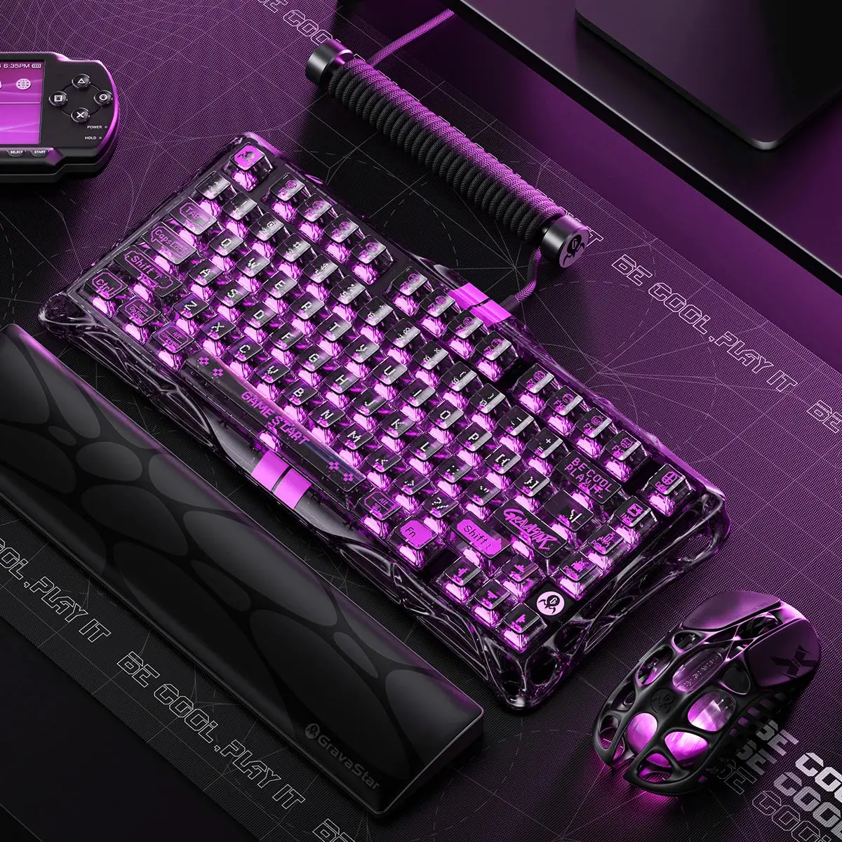 GravaStar Mercury V75 Lite Gaming Keyboard, 75% Layout, Blackcore Switches, Dynamic Rapid Trigger, Transparent Premium Case – Transparent Black