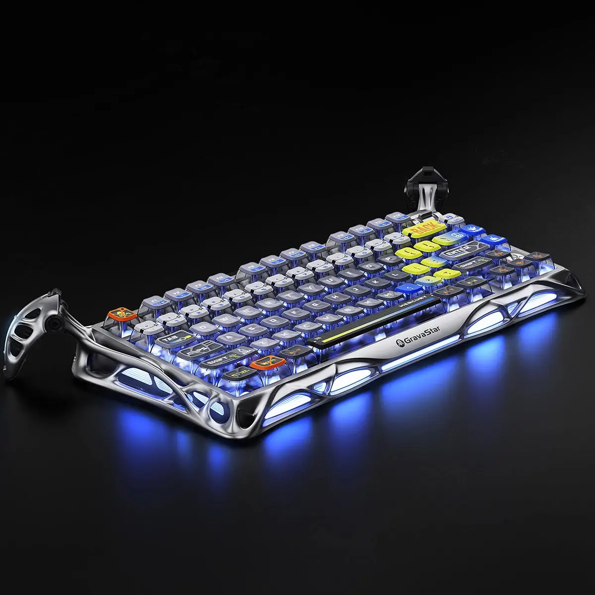GravaStar Mercury K1 Pro Wireless Gaming Keyboard, 75% Layout, Interstellar Silver, RGB, 79 Keys + Knob, Kailh Linear Switches, 8000mAh Battery| GS K1_PRO_S_CGRY