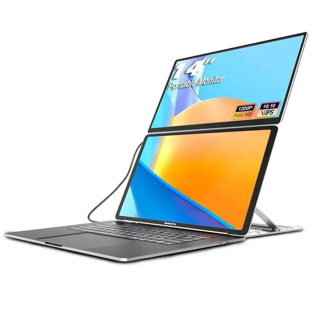 V2com Laptop Screen Extender Z1, Portable 15.6" Full HD Display, USB Powered, Dual Screen Setup, Thin & Lightweight, Compatible with Windows/Mac