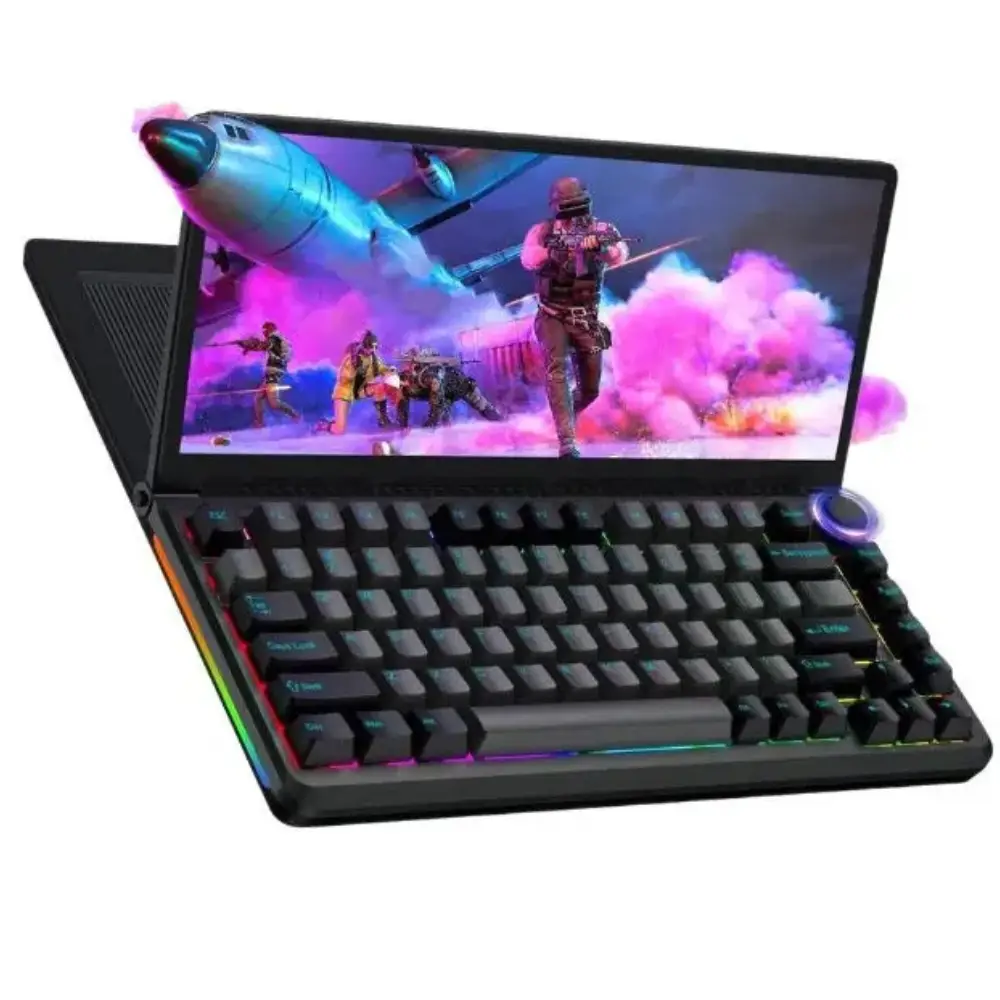 V2COM K3 Foldable 13″ Touchscreen Mechanical Keyboard Monitor, 10‑Point Touch, RGB 82‑Key, M.2 SSD Slot, USB‑C & USB‑A Hub
