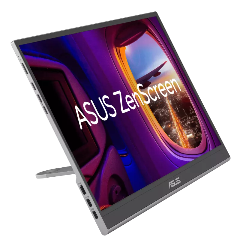 ASUS ZenScreen OLED MQ16AHE portable monitor – 16 inch (15.6 inch viewable) FHD (1920 x 1080), OLED, 100% DCI-P3, 1 ms Response Time, HDR-10, USB Type-C, Mini HDMI , Proximity Sensor, 360° kickstand, Flicker Free, Low Blue Light
