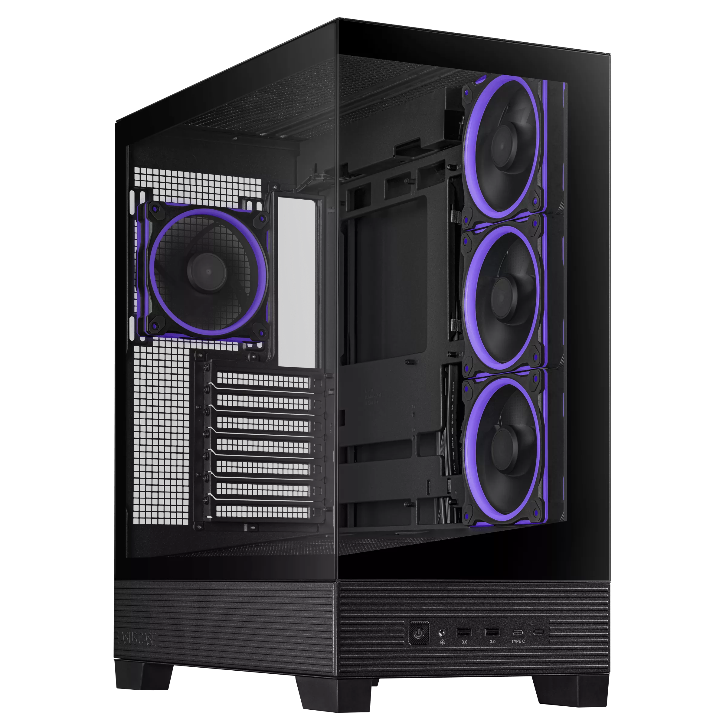 ASUS A31 PLUS ATX Case – Hidden Connector Support, 360mm Radiator, 380mm GPU, ARGB Fans & Panoramic Glass Design