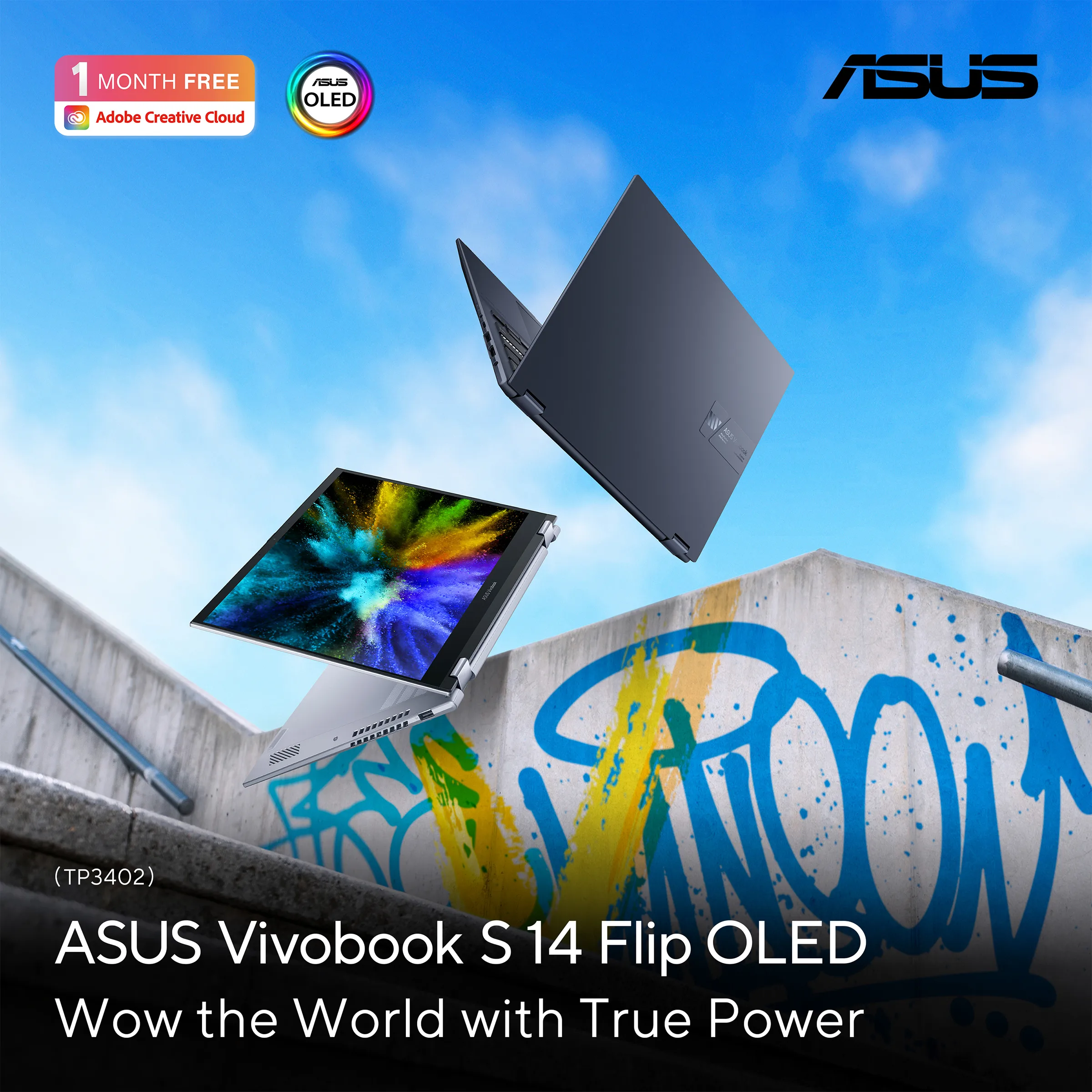 ASUS Vivobook S 14 Flip Laptop, 14" WUXGA Touch & Flip, Intel Core i5-13420H, 16GB RAM, 512GB SSD, Intel UHD Graphics, Win11 Home, Eng-Arab Keyboard, Silver | TP3402VA-LZ669W