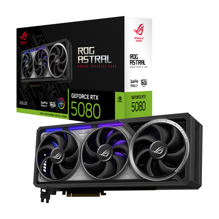 ASUS ROG Astral NVIDIA GeForce RTX 5080 16GB GDDR7 Graphics card, 256-bit 30 Gbps, 10752 CUDA Cores, 1801 AI TOPs, Blackwell Architecture | 90YV0LV1-M0NA00
