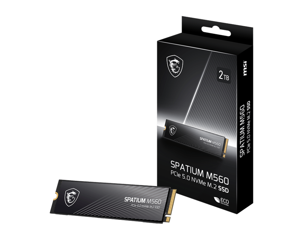 MSI SPATIUM M560 PCIe 5.0 NVMe M.2 M560 2TB Internal SSD, 10,300MB/s Read & 8,700MB/s Write, 3D NAND, Built-in Data Security, Center, 1200TBW