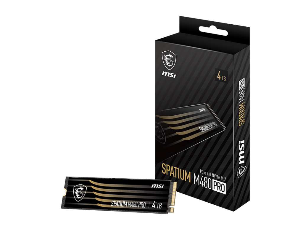 MSI SPATIUM M480 PRO PCIe 4.0 NVMe M.2 1TB ECC SSD, 3D NAND, 7400(MB/s), 2GB DDR4 DRAM Cache | S78-440L1G0-P83