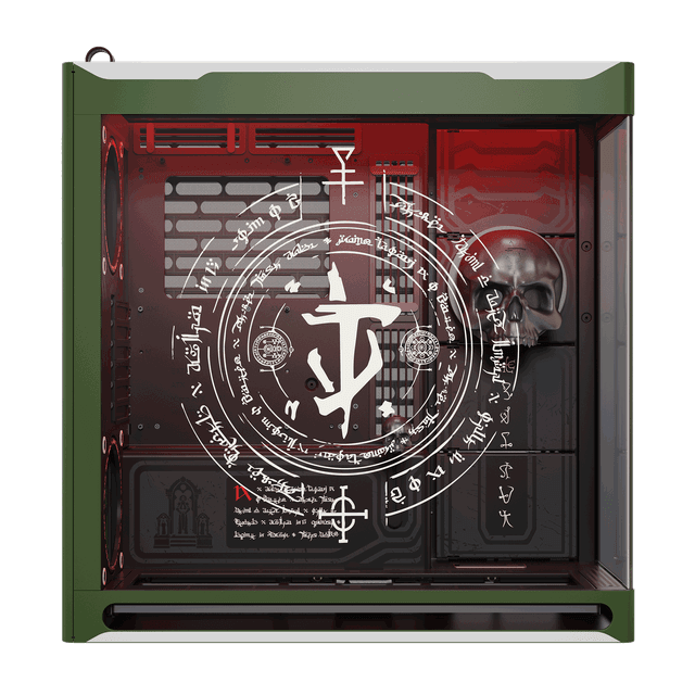 HAVN HS 420 DOOM: The Dark Ages Limited Edition Mid-tower PC Case, Dual Chamber Hybrid Structure, 420mm AIO Support, Exclusive Slayer Art & Magnetic Skull, RGB Light Strip