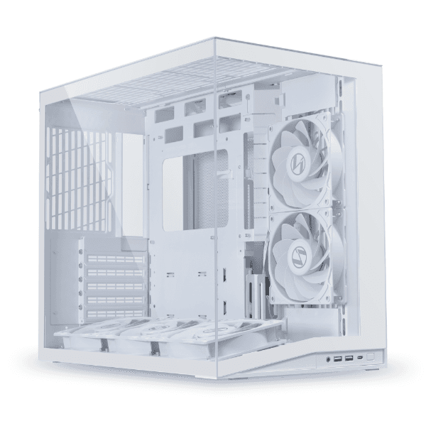 Lian Li O11D mini V2 Flow white Computer Case, 5x Pre-Installed Reverse Blade Fans, Supports ATX, M-ATX, Mini-ITX, and ATX Back-Connect motherboards, Adjustable Vertical GPU Bracket, Supports up to 360mm top radiator, Supports 9 x 120mm fans | O11DMIV2FW