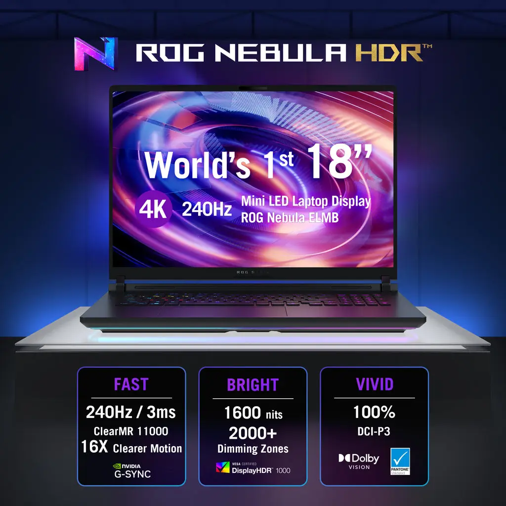ASUS ROG Strix SCAR 18 G835LXG Gaming Laptop, Intel Core Ultra 9 290HX, 64GB RAM, 2TB SSD, 18-Inch WQUXGA ROG Nebula HDR Mini LED 240Hz Display, NVIDIA GeForce RTX 5090 24GB, Windows 11 Home, English-Arabic Keyboard, Black | 90NR0LF1-M00RP0