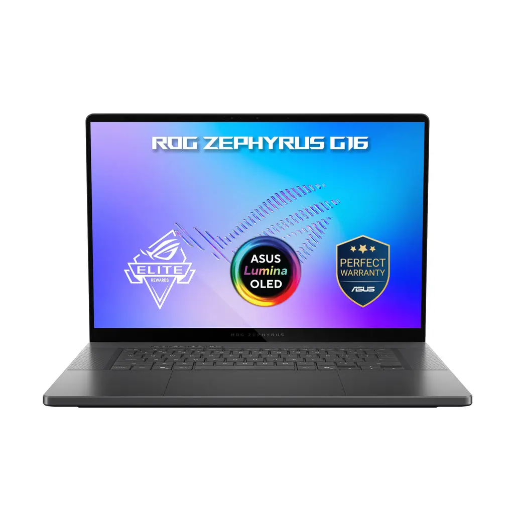 ASUS ROG ZEPHYRUS G16 GU606AM-TB053W Gaming Laptop, Intel Ultra 9 386H, 32GB RAM, 1TB SSD, 16" OLED WQXGA 240Hz, 8GB NVIDIA RTX 5060, Windows 11 Home, Eng-Arb K/B, Gray + ROG Sleeve| 90NR0PI4-M00250