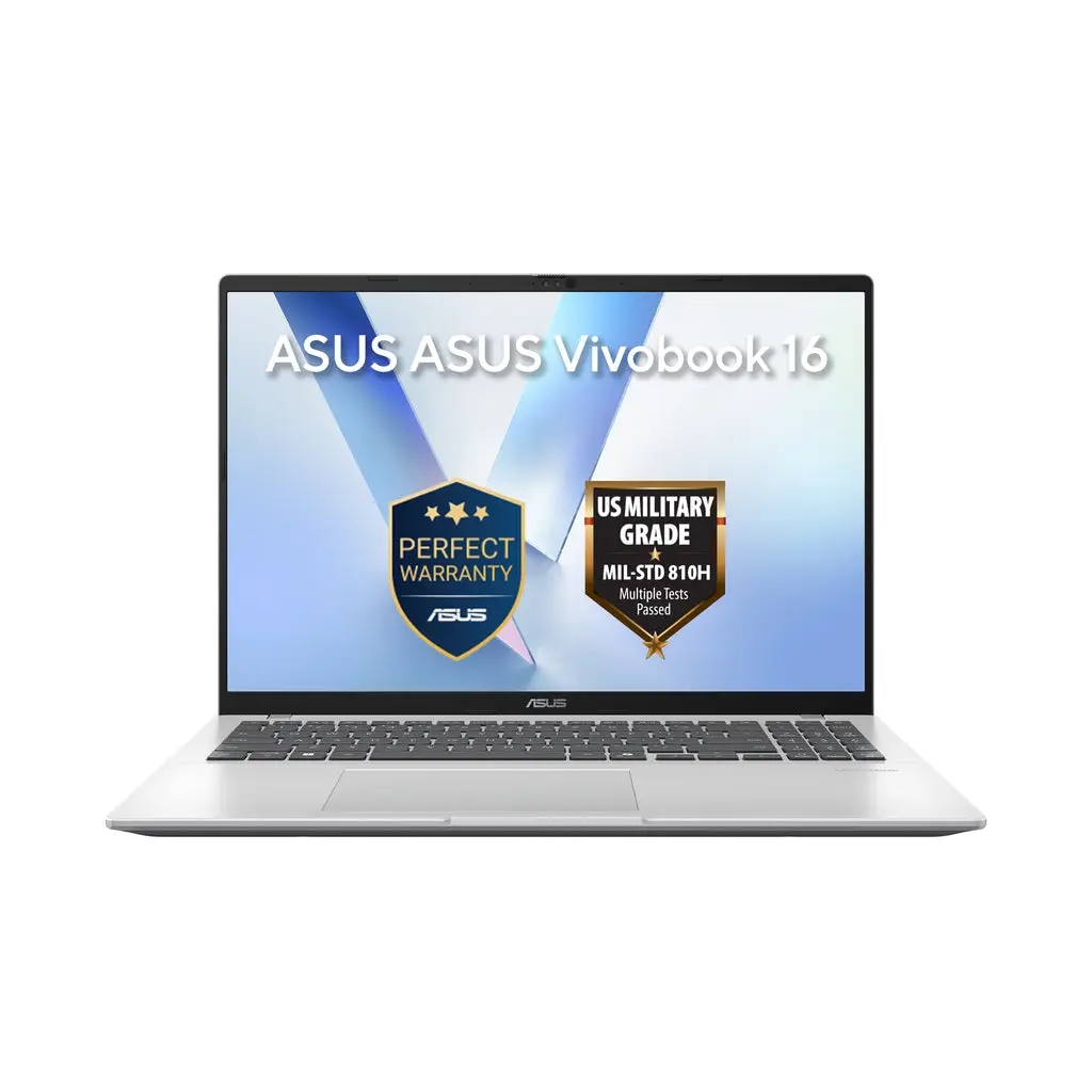 ASUS Vivobook 16 X1607CA Laptop, 16" WUXGA IPS Display, Intel Ultra 5 225H Processor, 16GB RAM, 512GB SSD, Intel Graphics, English-Arabic K/B, Win11, Silver | 90NB15A2-M00H40