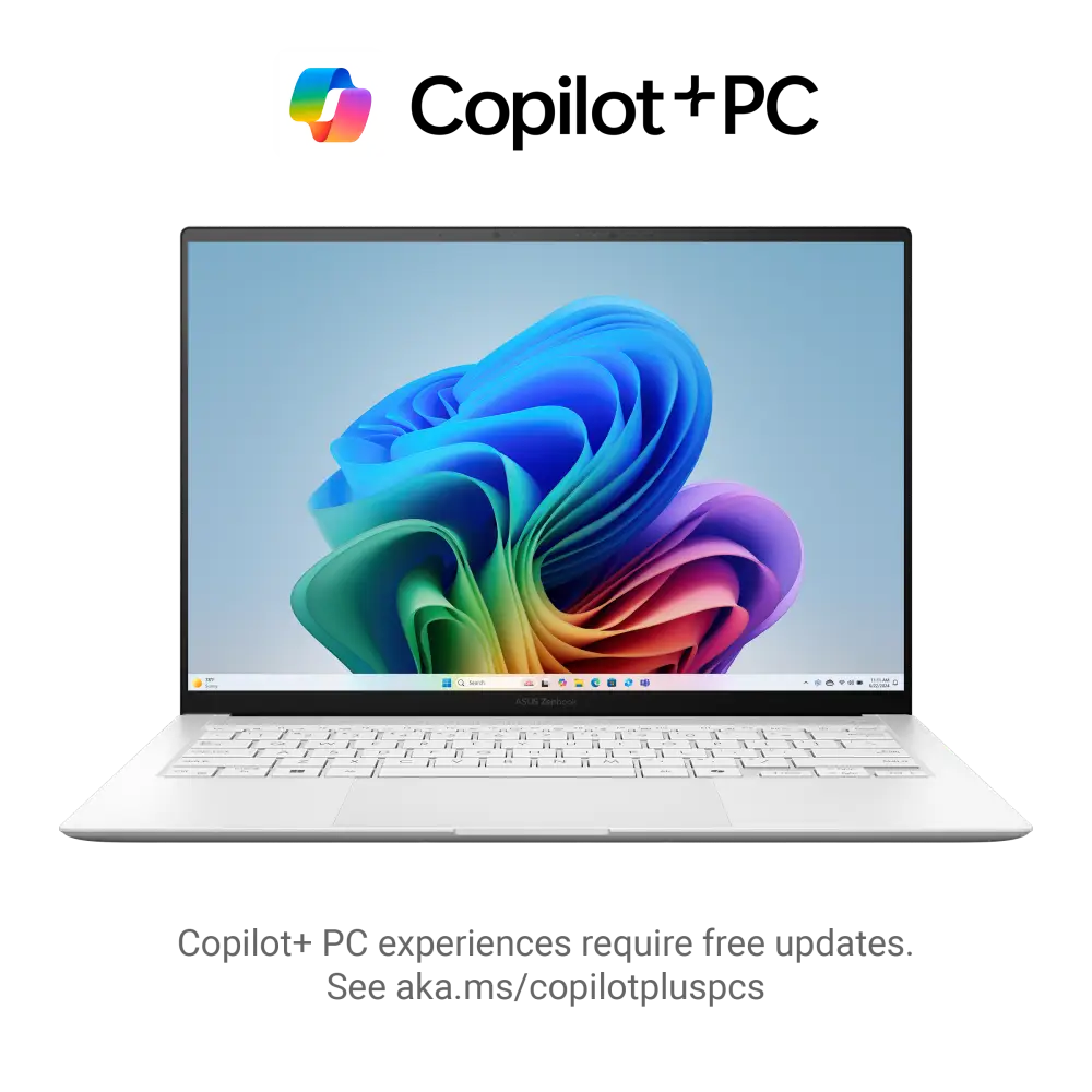 ASUS Zenbook S 14 UX5406AA Laptop, 14.0" WUXGA OLED Display, Intel Core Ultra 7 355 Processor, 32GB RAM, 1TB SSD, Intel Arc Graphics, English-Arabic K/B, Win11, White | 90NB16Q2-M00CA0