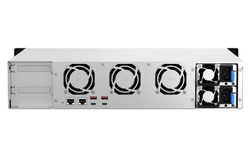 Qnap 8-Bay 2U Rackmount NAS - AMD Ryzen™ Embedded V1500B CPU, 4GB DDR4 Memory, 8 x 3.5-inch SATA 6Gb Drive Bay, 2.5 Gigabit Ethernet Port, 1 PCIe Slot, 300W PSU | TS-873AeU-RP-4G