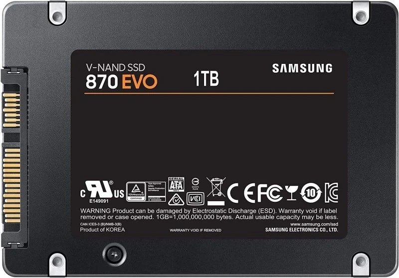 Samsung 870 EVO 1 TB SATA 2.5″ SSD, 560 MB, s Read, 530 MB, s Write, MZ‑77E1T0BW, Black