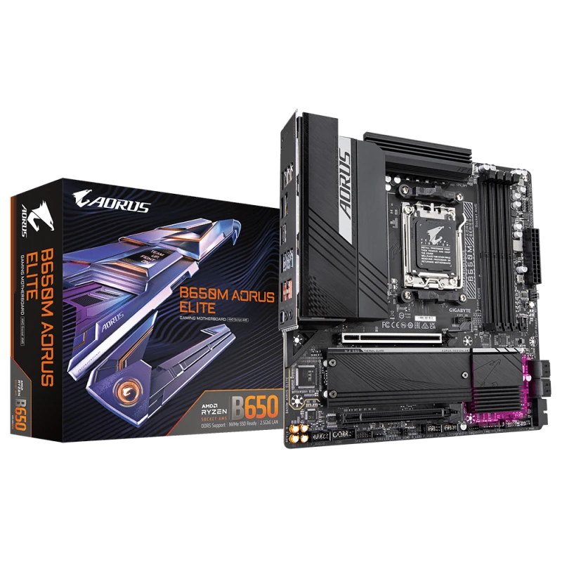 Gigabyte B650M AORUS ELITE Motherboard ,AMD Socket AM5 ,4 x DDR5 DIMM up to 192 GB