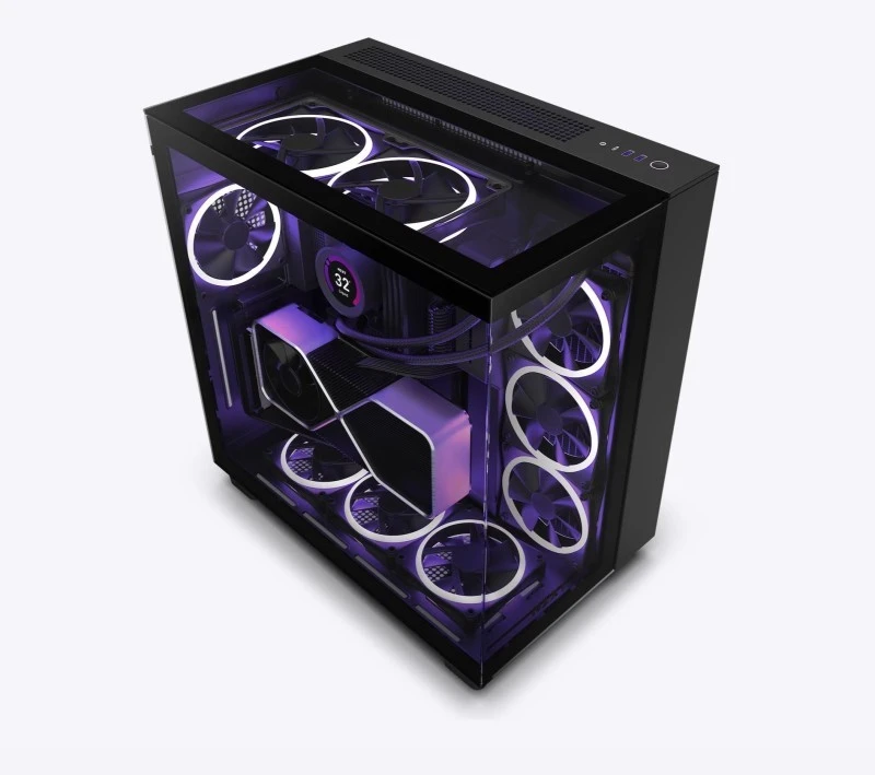NZXT H9 Elite Premium Dual-Chamber Mid-Tower Airflow Case Black | CM-H91EB-01