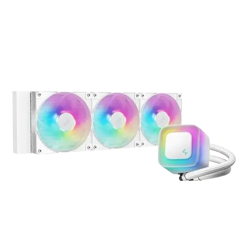 DeepCool LE360 WH V2 Liquid CPU Cooler, 360mm Radiator, 3x 120mm Pre-Installed aRGB Fan, 2100 RPM Fan Speed