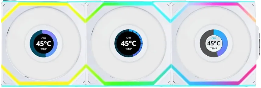 Lian Li UNI FAN SL Wireless LCD 120 Reverse Blade 3-Pack (White)