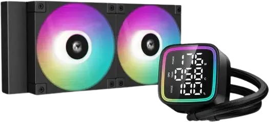 DeepCool LD240 Optimized 240mm Liquid CPU Cooler with Multiline LED Digital Display, 2x 120mm FD12 ARGB Fans | R-LD240-BKMSN-G-1
