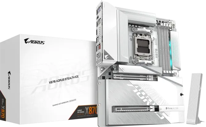GIGABYTE X870 AORUS Stealth ICE AMD AM5 Motherboard, ATX, DDR5, 4X M.2