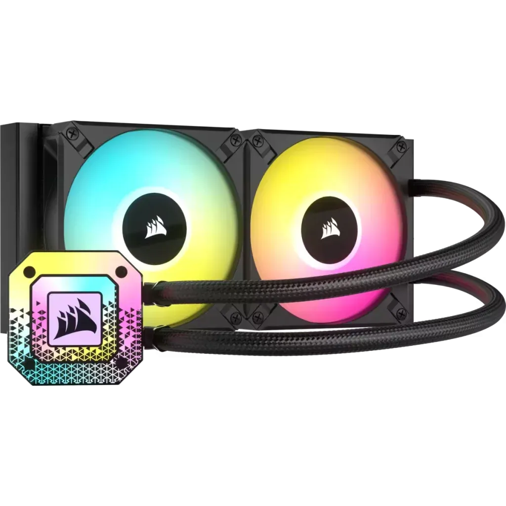Corsair iCUE H100i Elite Capellix XT Liquid CPU Cooler, 240mm Radiator, Dual AF120 RGB Elite PWM Fans