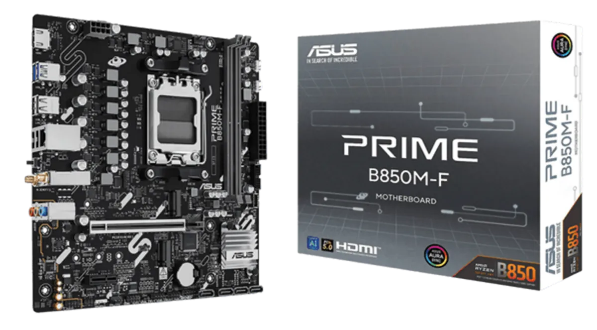 ASUS PRIME B850M-F WiFi AMD Ryzen AM5 Micro-ATX Motherboard, DDR5, PCIe 5.0, WiFi