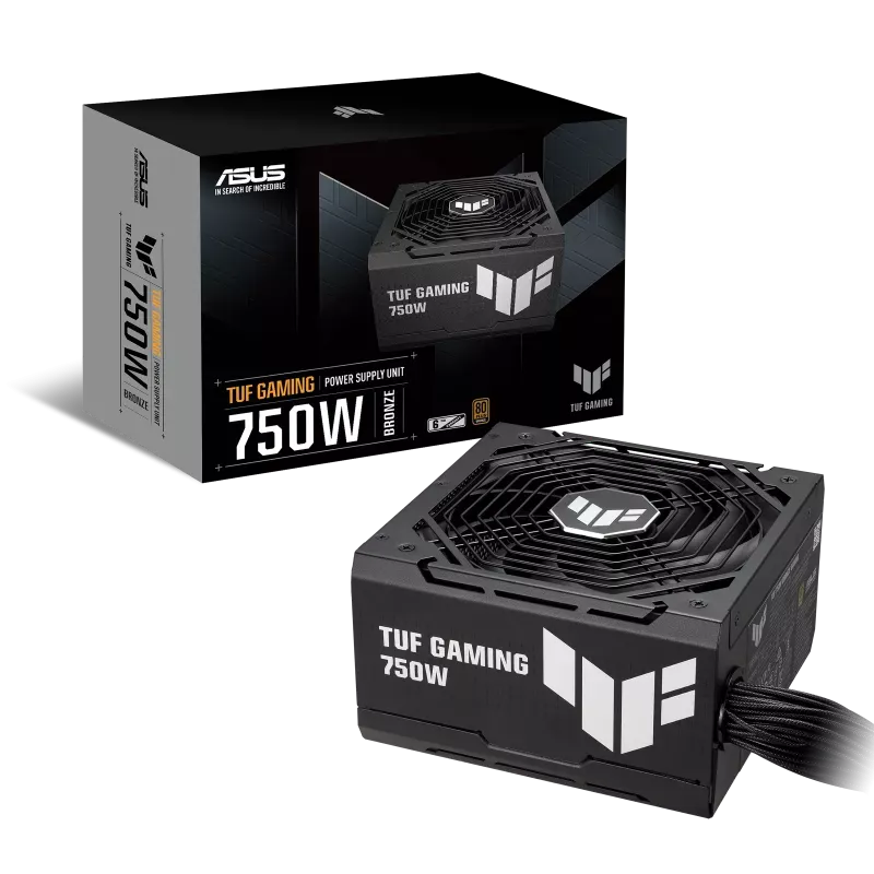 ASUS TUF-GAMING-750B 750W Bronze Power Supply (PSU), PCB coating, 0dB technology, 80Plus Bronze, Active PFC, Black | 90YE00D0-B0NA00