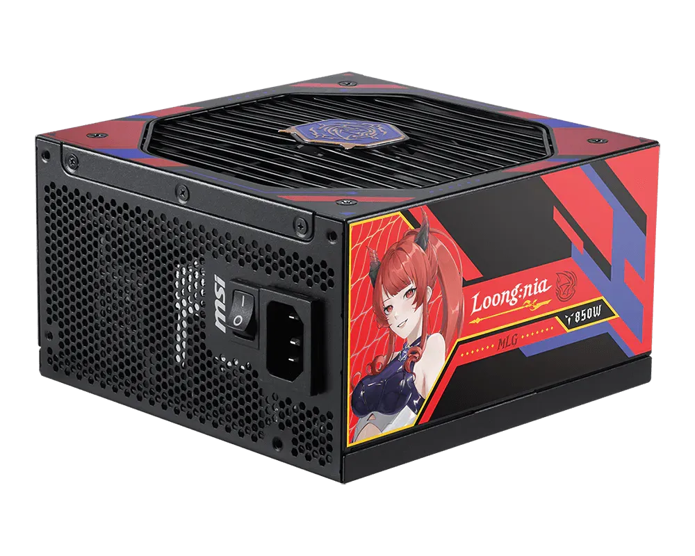 MSI A850GLS MLG Edition, Fully Modular Compact Gaming 850W Power Supply, 80+ Gold, ATX 3.1 & PCIe 5.1 Ready, Native Dual-Color 12V-2x6 Cable, Low-Noise, Embossed Jacket Cables