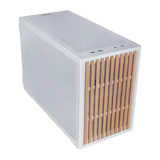 LIAN LI B4-mATX Wood Compact 21.3L SFF Gaming Case, Real Beech Wood Panel, 358mm 4-Slot GPU & 360mm Radiator Support, 140mm ATX PSU, White | G99.B4W-WD.00