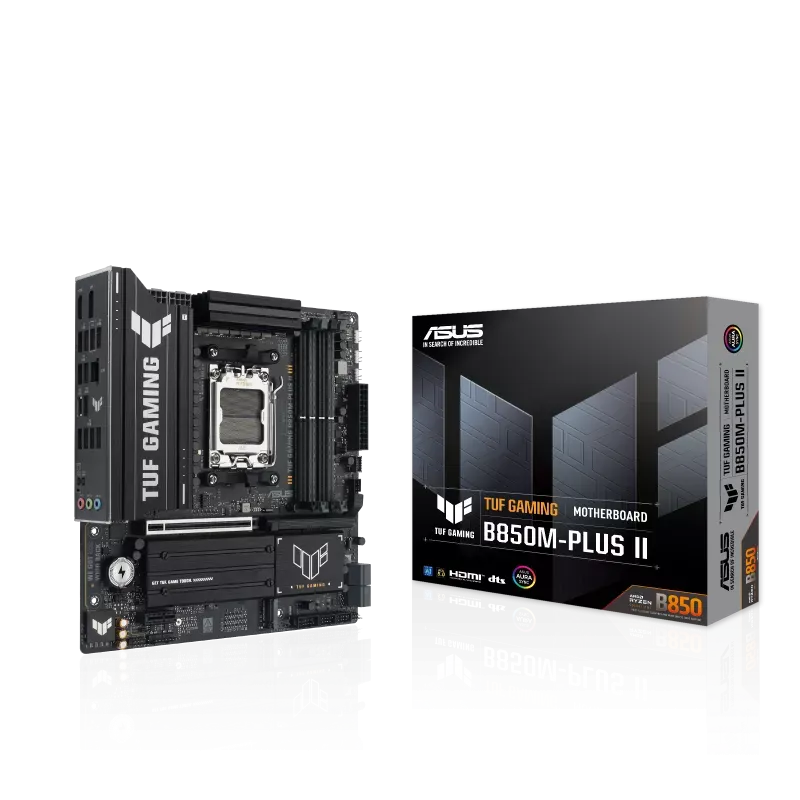 ASUS TUF GAMING B850M-PLUS II AMD AM5 Micro-ATX Motherboard, PCIe 5.0 x16, 3x M.2 Slots (1x PCIe 5.0 NVMe), 4x DDR5 Slots, 14+2+1 Power Stages, 2.5G LAN, USB 20Gbps Type-C | 90MB1MT0-M0EAY0