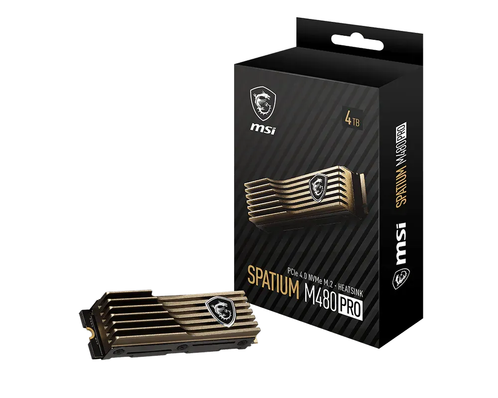 MSI SPATIUM M480 PRO HS 2TB PCIe 4.0 NVMe M.2 SSD with Heatsink, Up to 7400 MB/s Read, 7000 MB/s Write, 3D NAND, DRAM Cache | M480 PRO