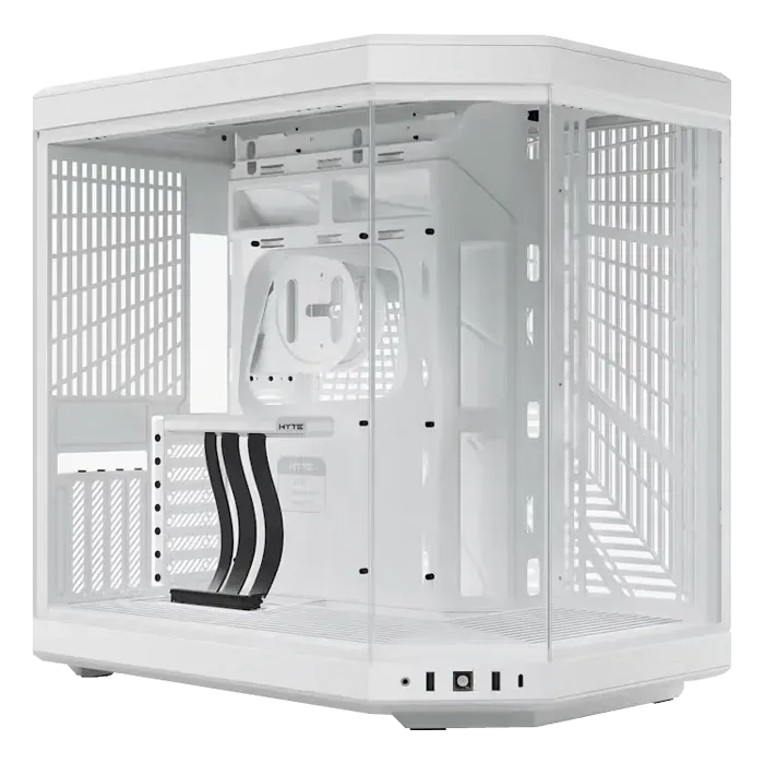 Hyte Y70 White Dual Chamber ATX mid tower modern aesthetic case Tempered Glass, Steel Frame & Glass Side Panel Materials, Up to 10 Fans & 360mm Radiator Support