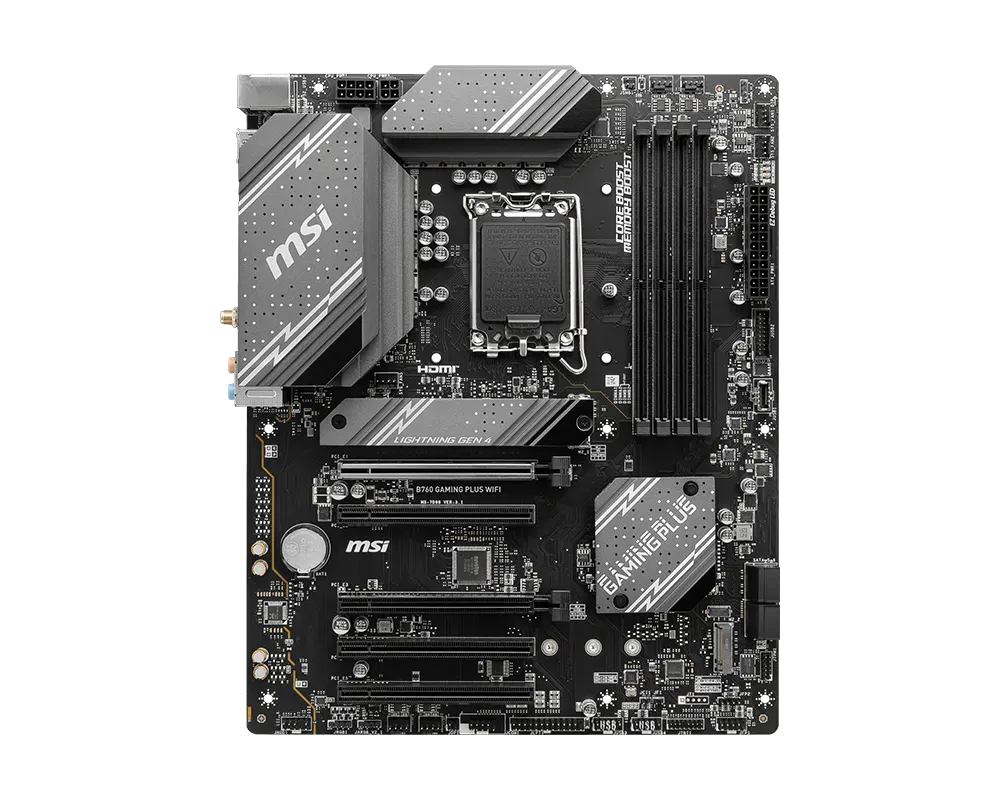MSI B760 GAMING PLUS WIFI DDR5 ATX Motherboard, LGA 1700 Socket, Intel B760 Chipset, Intel Wi-Fi 6E, 5x PCI-E x16 Slot, 2x M.2 Storage | 911-7D98-012 / 911-7D98-051